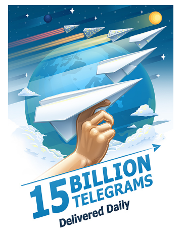 15 billions telegrams daily
