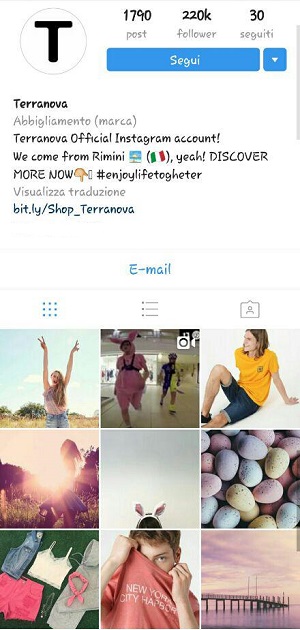 instagram marketing terranova abbigliamento
