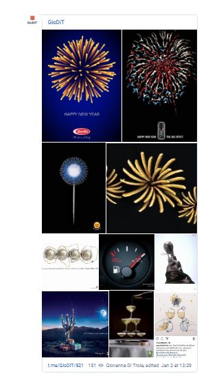 Sondaggio su Telegram con pubblicità creative di Buon Anno