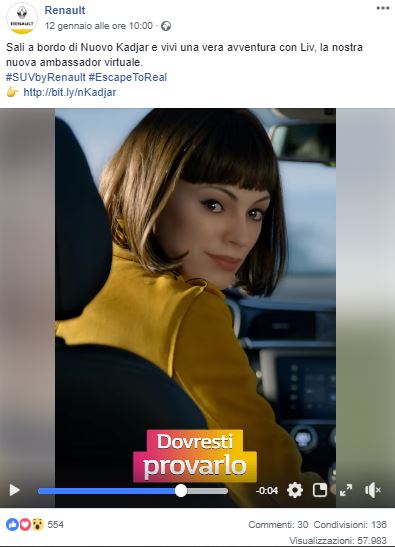pubblicità renault virtual brand ambassador