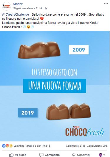 #10YearChallenge sui social _Kinder