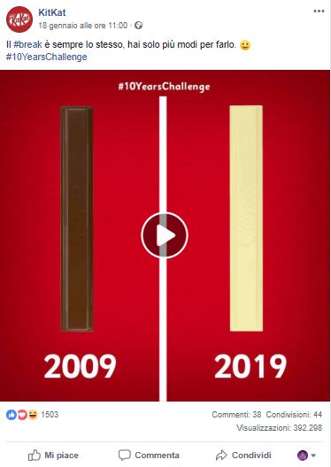 #10YearChallenge sui social _KitKat