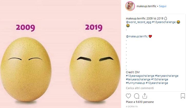 Il trend nel trend: l’uovo da record di Instagram e la #10YearChallenge