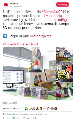 Coding con Olivetti alla Rome Cup 2019