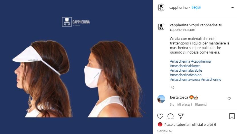 Cappherina: la mascherina-visiera del fondatore di TuberFan